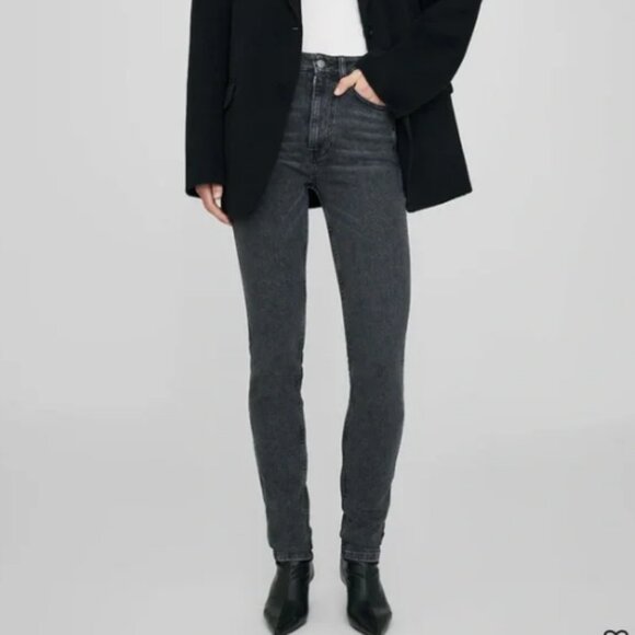 Anine Bing Charcoal Skinny Jeans - Picture 1 of 6